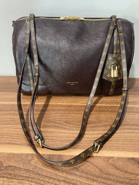 unbranded Handbags - Dark Brown Leather Shoulder Bag with Monogram Straps